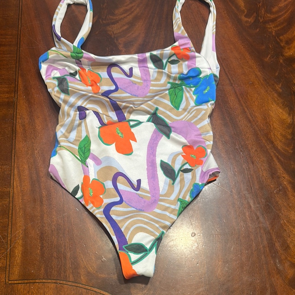 ASOS Colorful Flamingo Print One Piece Swimsuit